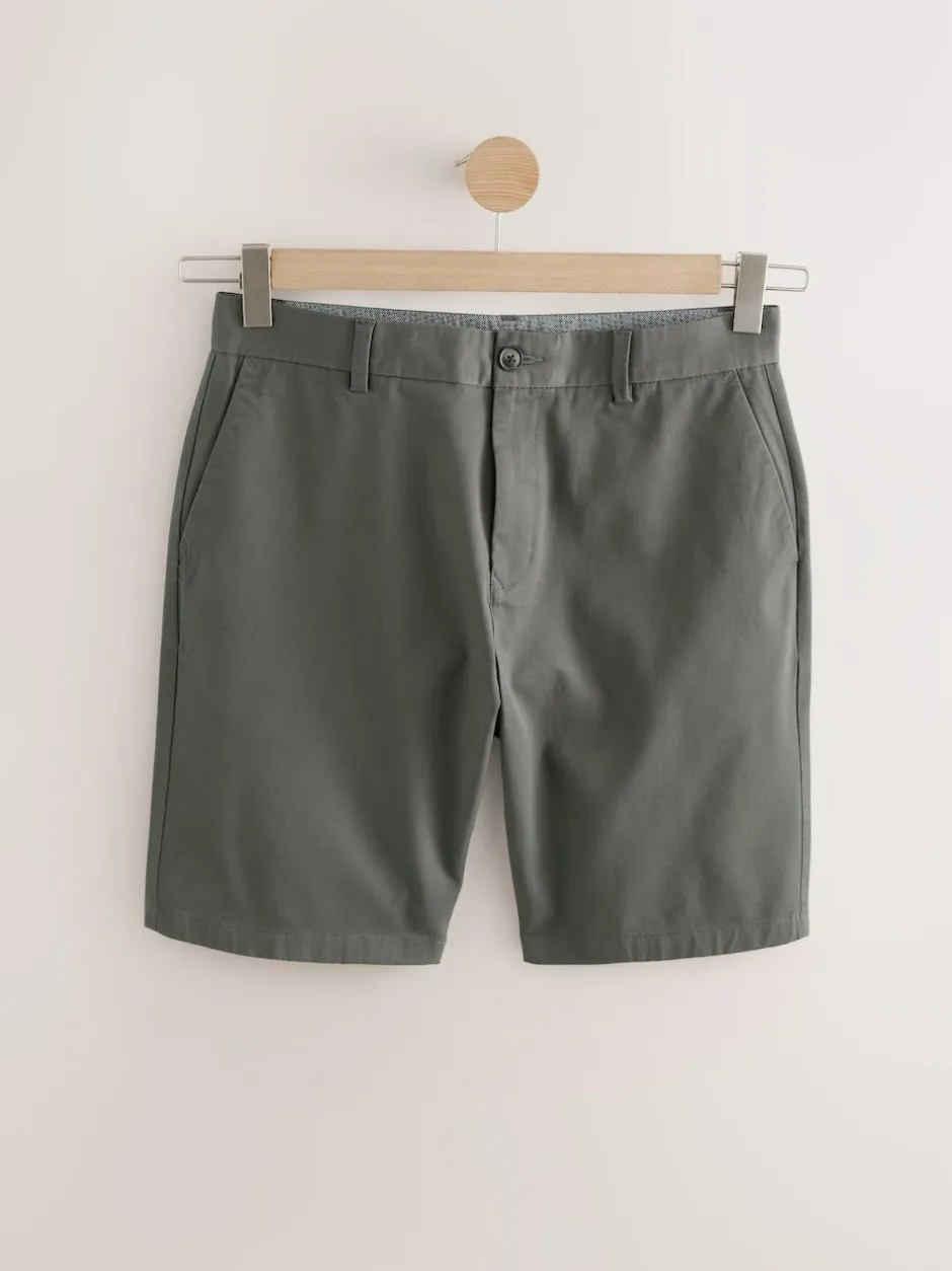 Next Black/Navy/Charcoal Straight Fit Stretch Chinos Shorts 3 Pack Outlet