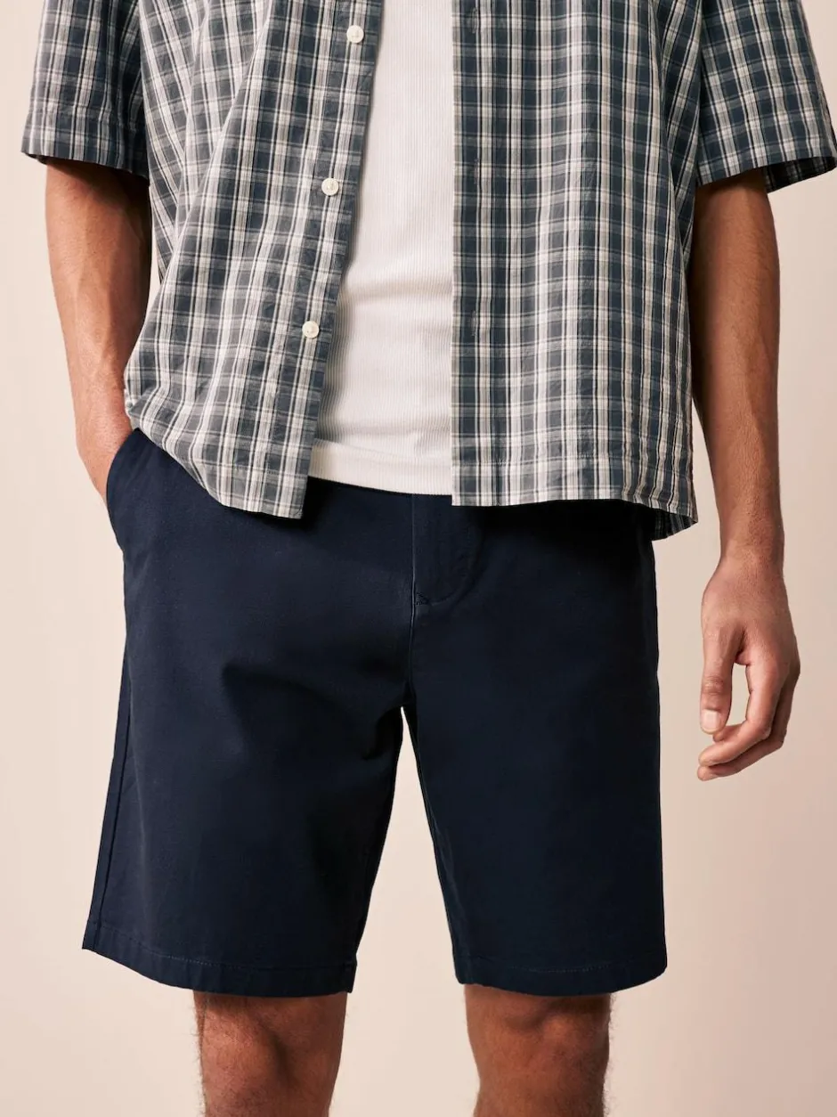 Next Black/Navy/Charcoal Straight Fit Stretch Chinos Shorts 3 Pack Outlet