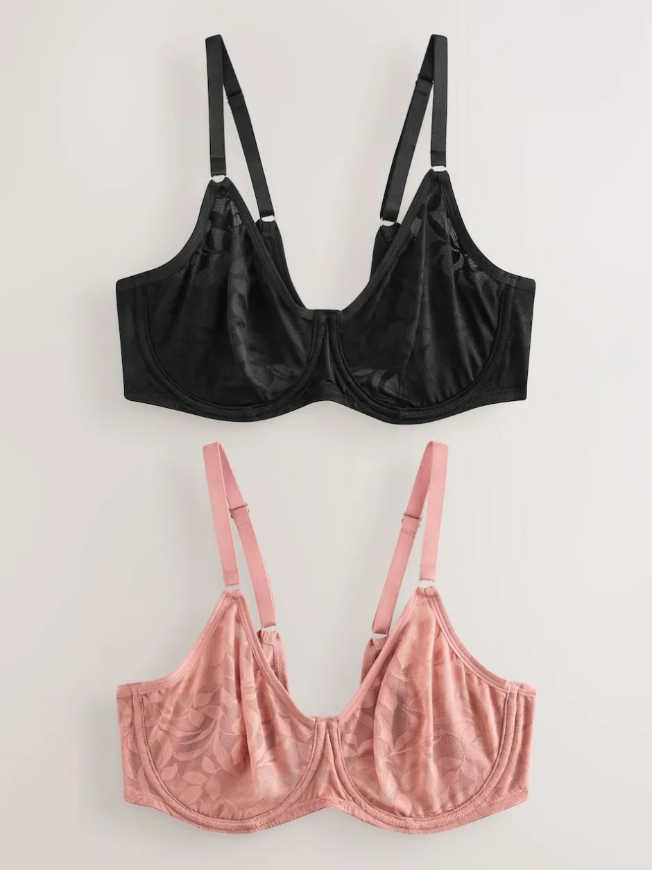 Next DD-G Lace Non Pad Full Cup Bras 2 Pack Black/Pink Sale