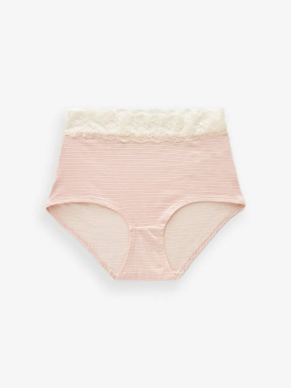 Next Black/Pink Heart Print Full Brief Cotton Lace Knickers 4 Pack New