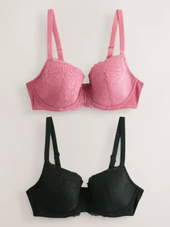 Next Pad Balcony DD+ Lace Bras 2 Pack Black/Pink Online