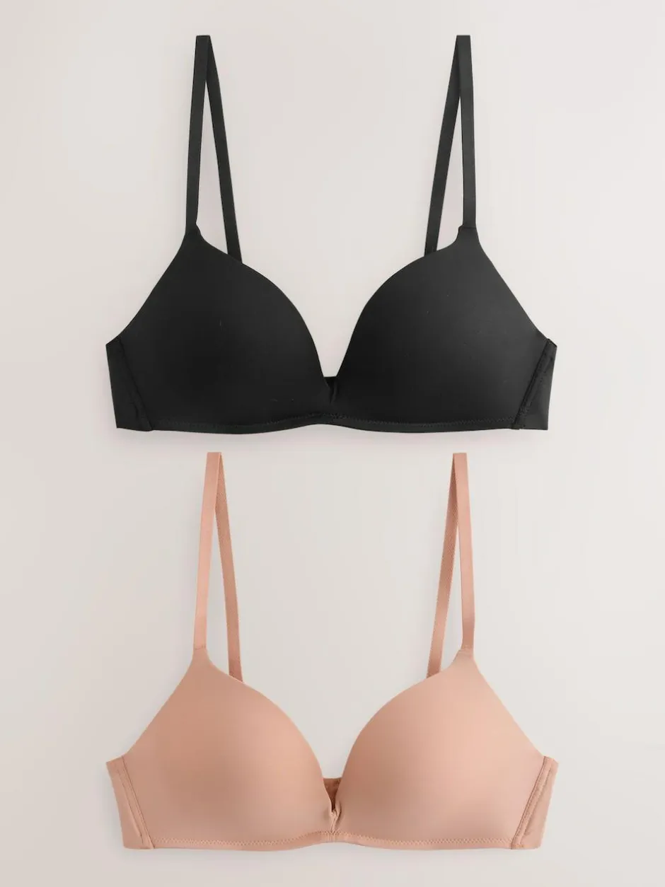 Next A-E Push Up Padded Non Wired Smoothing Bras 2 Pack Black/Praline Nude Outlet