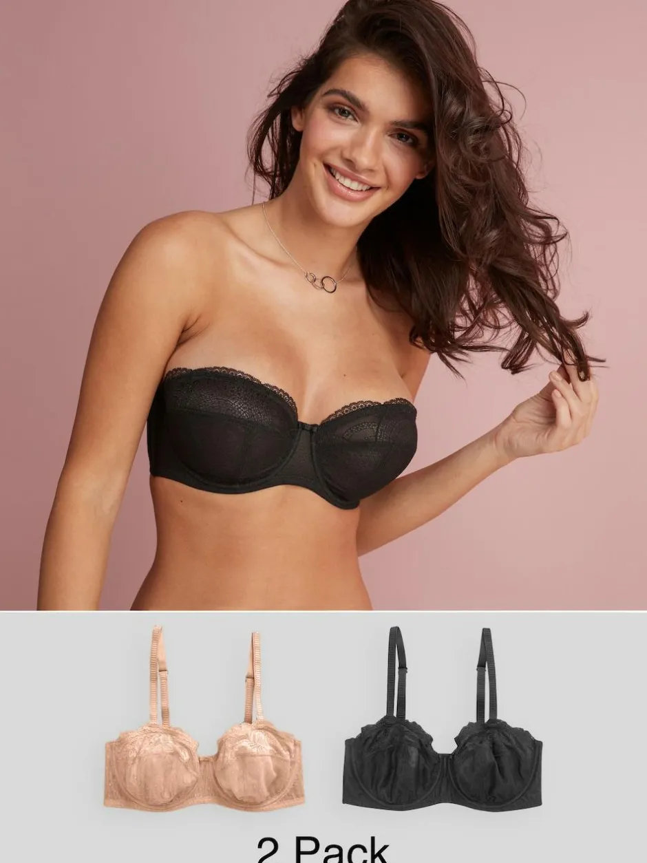 Next DD+ Non Pad Strapless Bras 2 Pack Black/Praline Nude Best