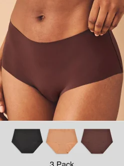 Next Midi No VPL Comfort Knickers 3 Pack Black/Praline Nude/Chocolate Nude Hot