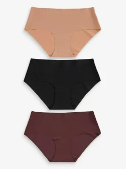 Next Midi No VPL Comfort Knickers 3 Pack Black/Praline Nude/Chocolate Nude Hot