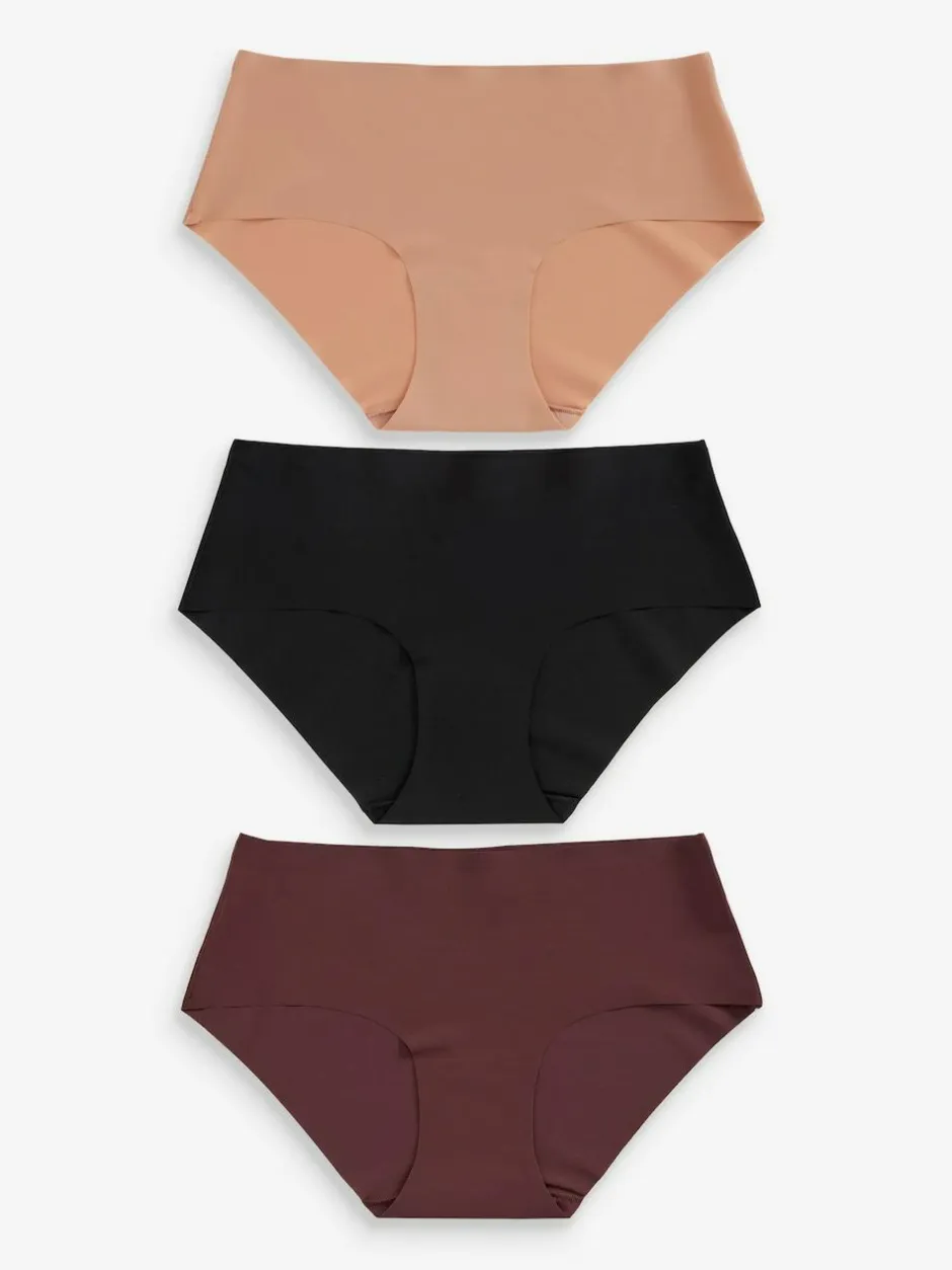 Next Midi No VPL Comfort Knickers 3 Pack Black/Praline Nude/Chocolate Nude Hot