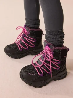 Next Black/Purple Printed Waterproof Walking Boots