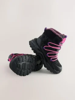 Next Black/Purple Printed Waterproof Walking Boots