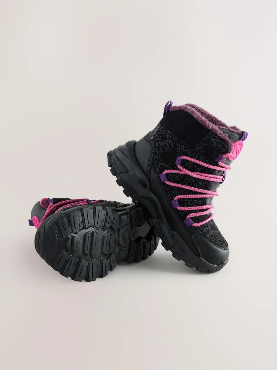 Next Black/Purple Printed Waterproof Walking Boots