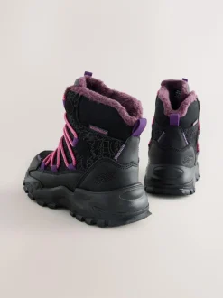 Next Black/Purple Printed Waterproof Walking Boots