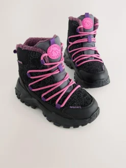 Next Black/Purple Printed Waterproof Walking Boots