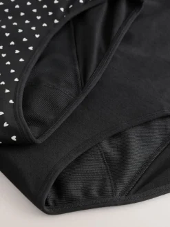 Next Full Brief Heavy Flow Period Knickers 2 Pack Black/Red Heart Clearance