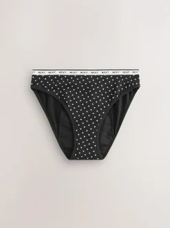 Next High Leg Heavy Flow Period Knickers 2 Pack Black/Red Heart Hot