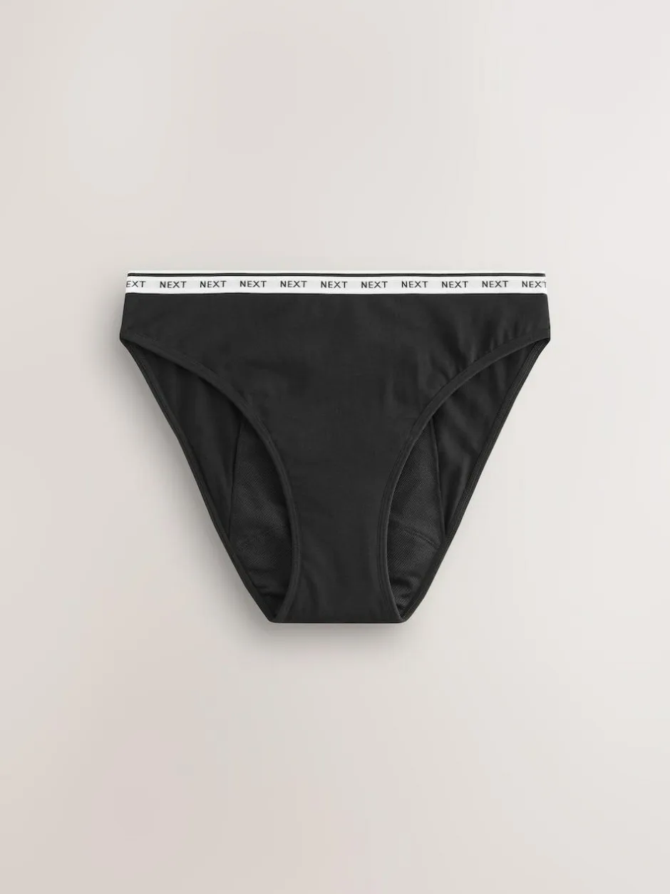 Next High Leg Heavy Flow Period Knickers 2 Pack Black/Red Heart Hot