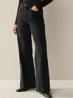 Next Wide Leg Jeans 2 Pack Black/Rinse Blue Hot