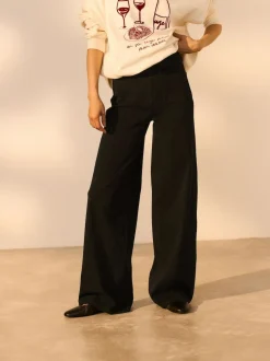 Next Jersey Denim Wide Leg Trousers 2 Pack Black/Sage Green Sale