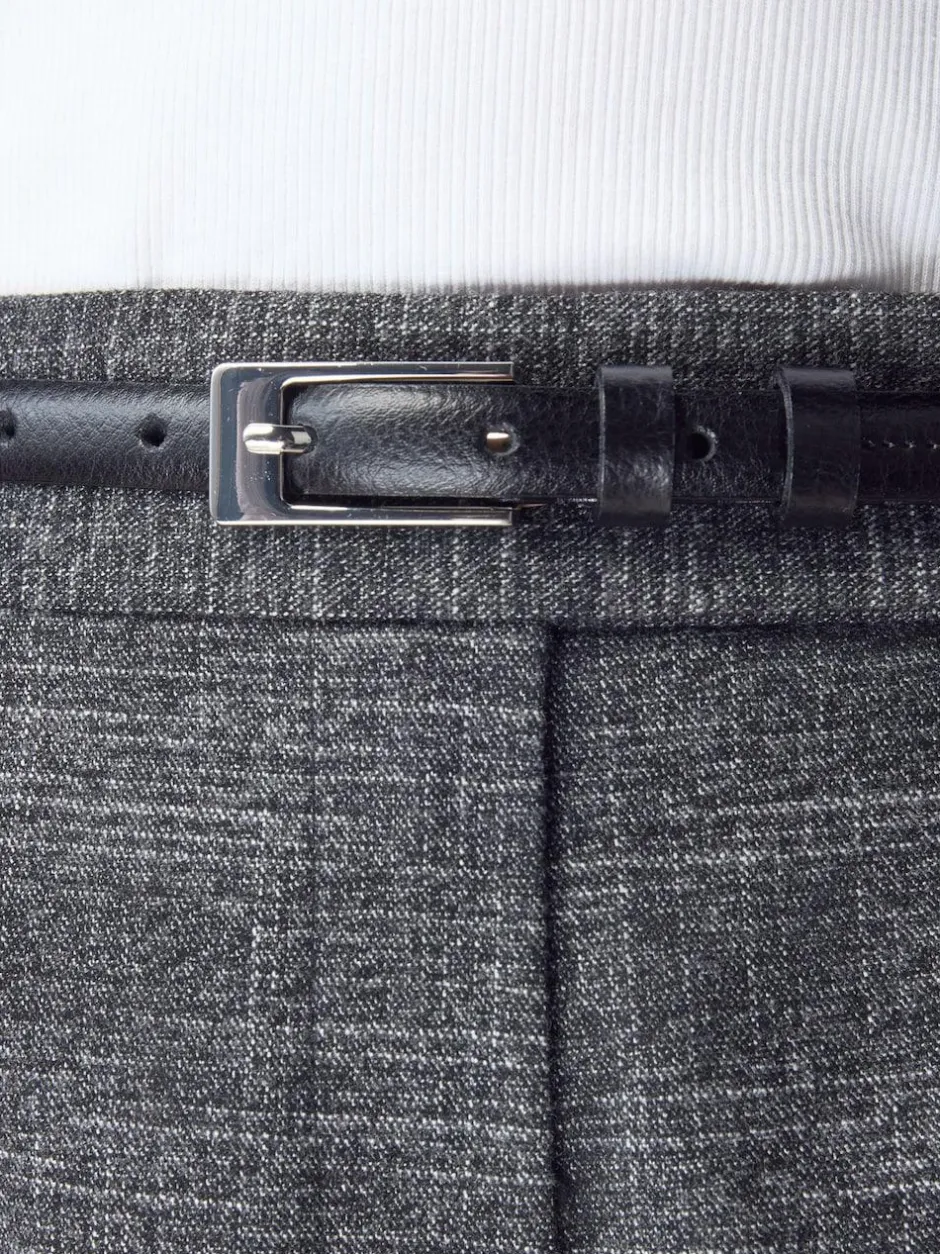 Next N. Premium Skinny Made In Italy Leather Belt Black/Silver Online