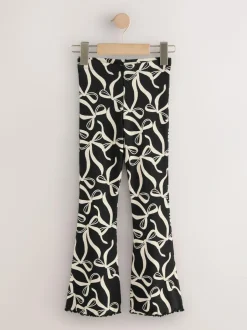 Next Black/White Bow 1 Pack Rib Flare Leggings (3-16yrs) Clearance