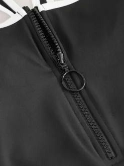 Next Zipped Shaping Tummy Control Swimsuit Black/White Contrast Discount