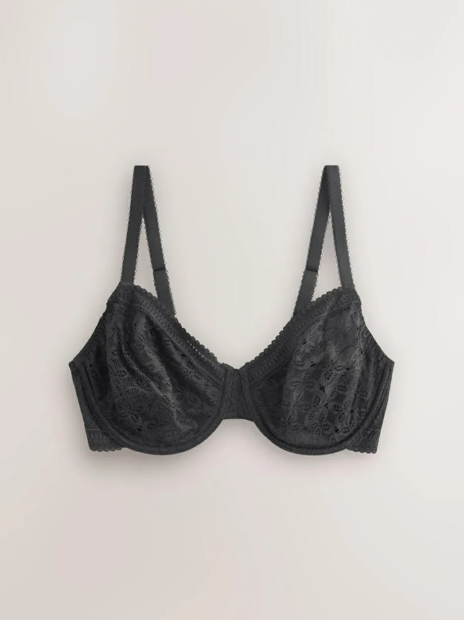 Next DD+ Lace Non Pad Full Cup Minimiser Bras 2 Pack Black/White Clearance