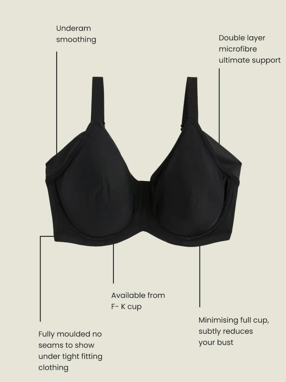 Next F-K Cup Under Arm Smoothing Non Pad Wired Minimising Ultimate Comfort Bras 2 Pack Black/White Discount