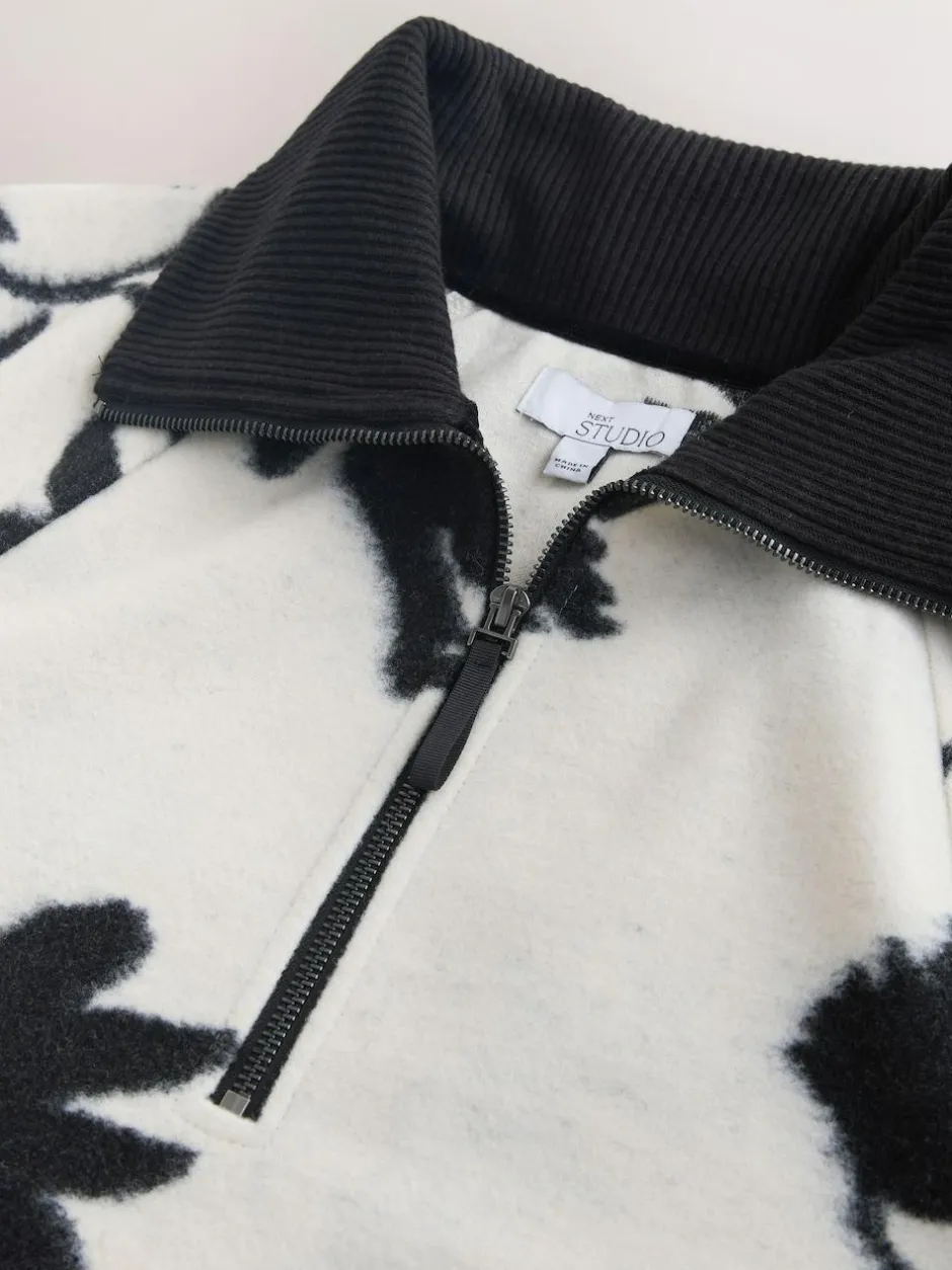 Next Black/White Floral Half Zip Fleece Discount