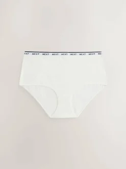 Next Black/White Floral Print Midi Cotton Logo Knickers 4 Pack Best