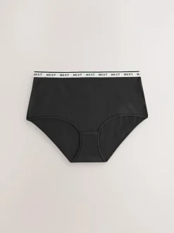 Next Black/White Floral Print Midi Cotton Logo Knickers 4 Pack Best