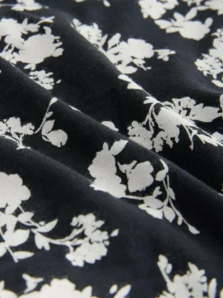 Next Black/White Floral Print Midi Cotton Logo Knickers 4 Pack Best