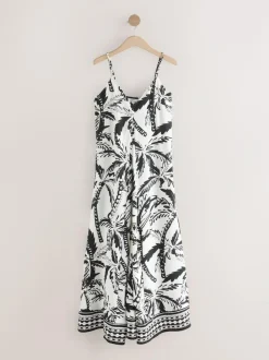 Next Fruit Print Volume Maxi Dress Black/White Best