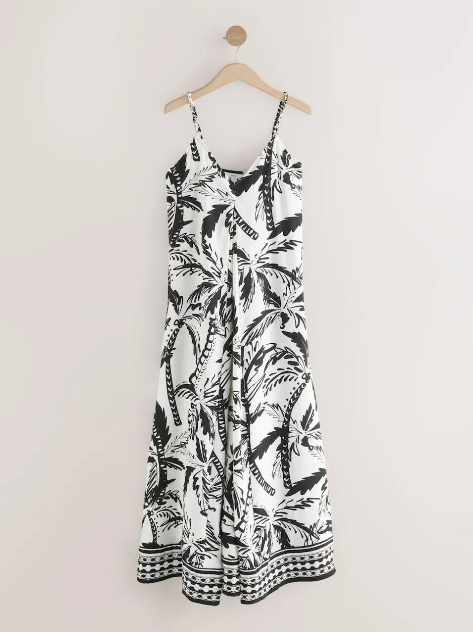 Next Fruit Print Volume Maxi Dress Black/White Best