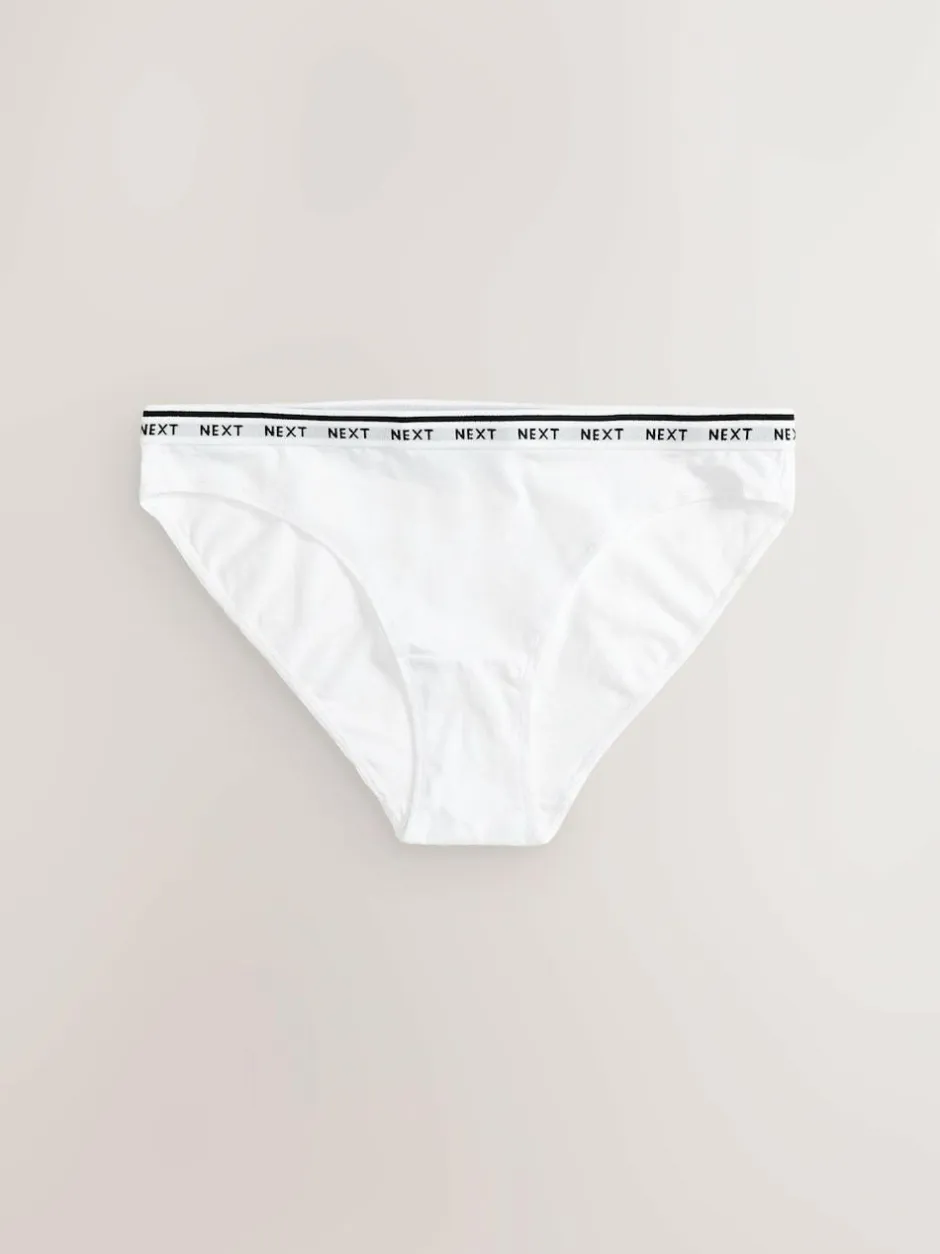 Next High Leg Cotton Logo Knickers 7 Pack Black/White Sale