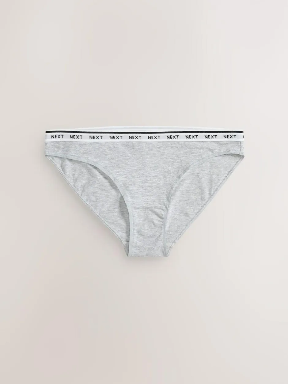 Next High Leg Cotton Logo Knickers 7 Pack Black/White Sale