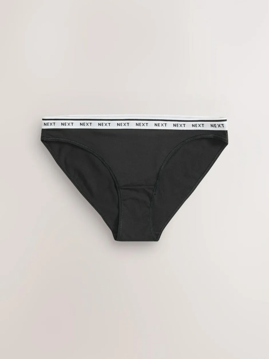 Next High Leg Cotton Logo Knickers 7 Pack Black/White Sale
