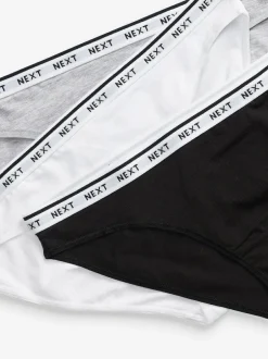 Next High Leg Cotton Logo Knickers 7 Pack Black/White Sale