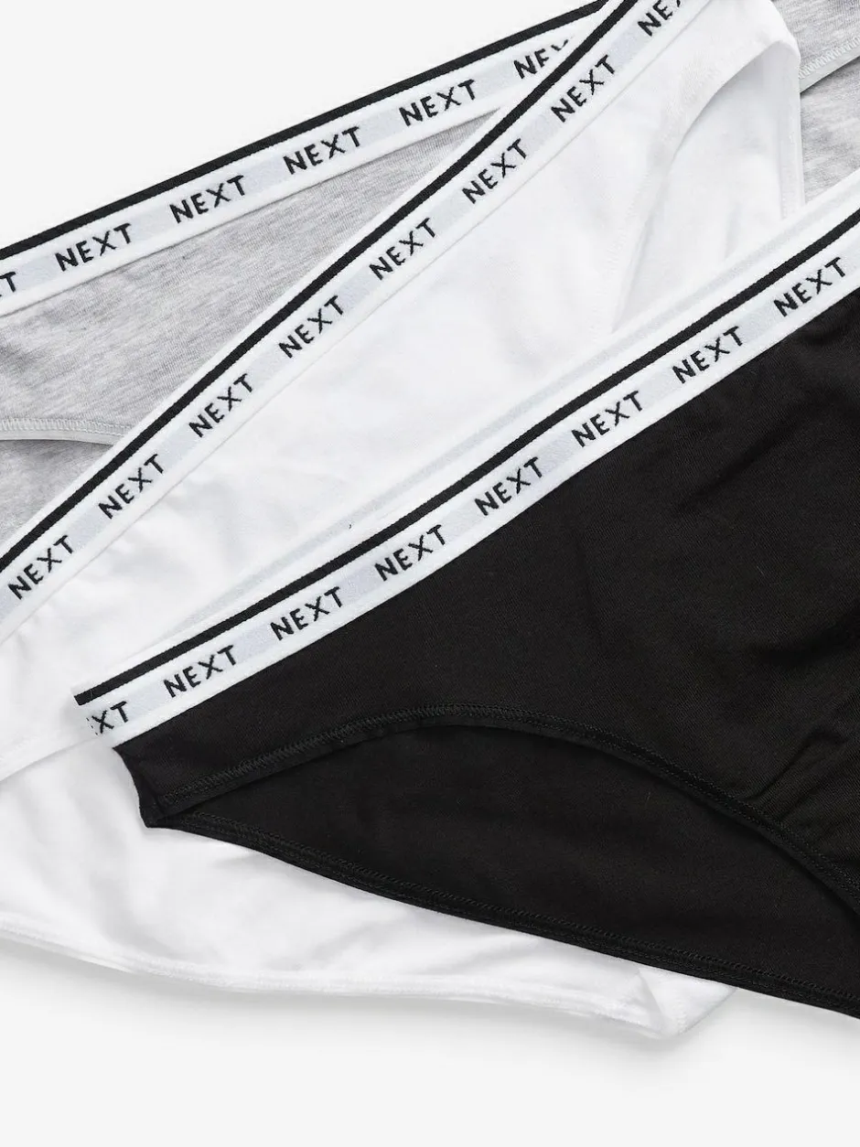 Next High Leg Cotton Logo Knickers 7 Pack Black/White Sale