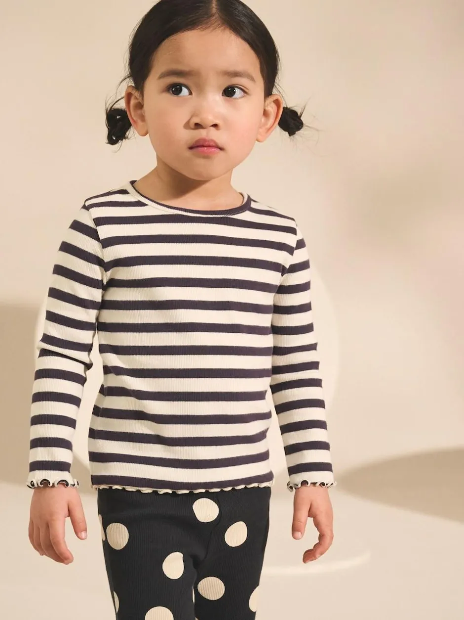 Next Black/White Long Sleeve Rib Tops 5 Pack (3mths-7yrs) Discount