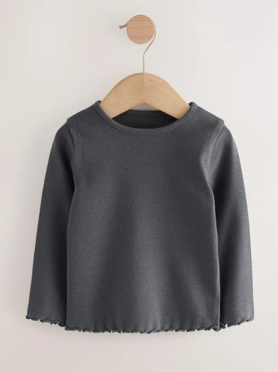 Next Black/White Long Sleeve Rib Tops 5 Pack (3mths-7yrs) Discount