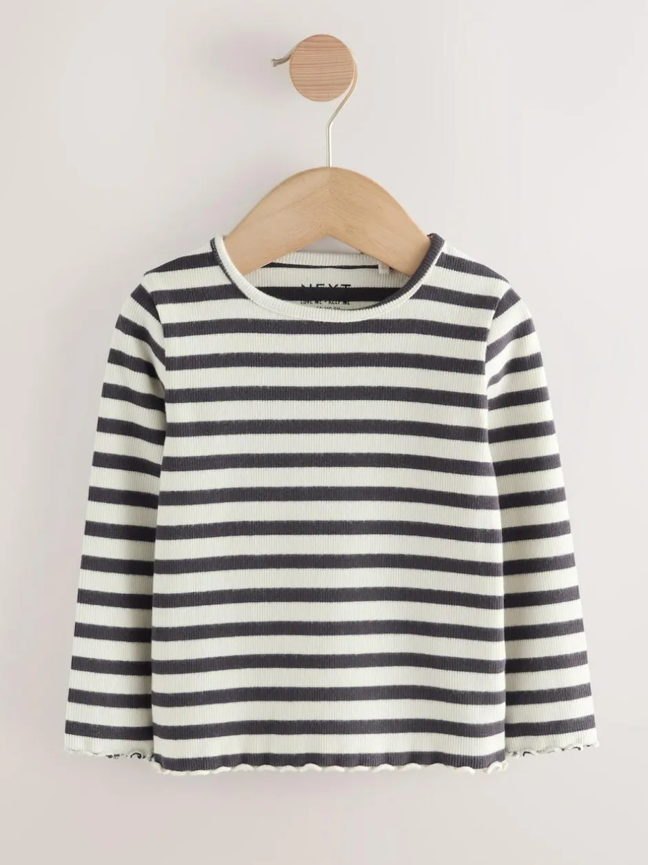 Next Black/White Long Sleeve Rib Tops 5 Pack (3mths-7yrs) Discount