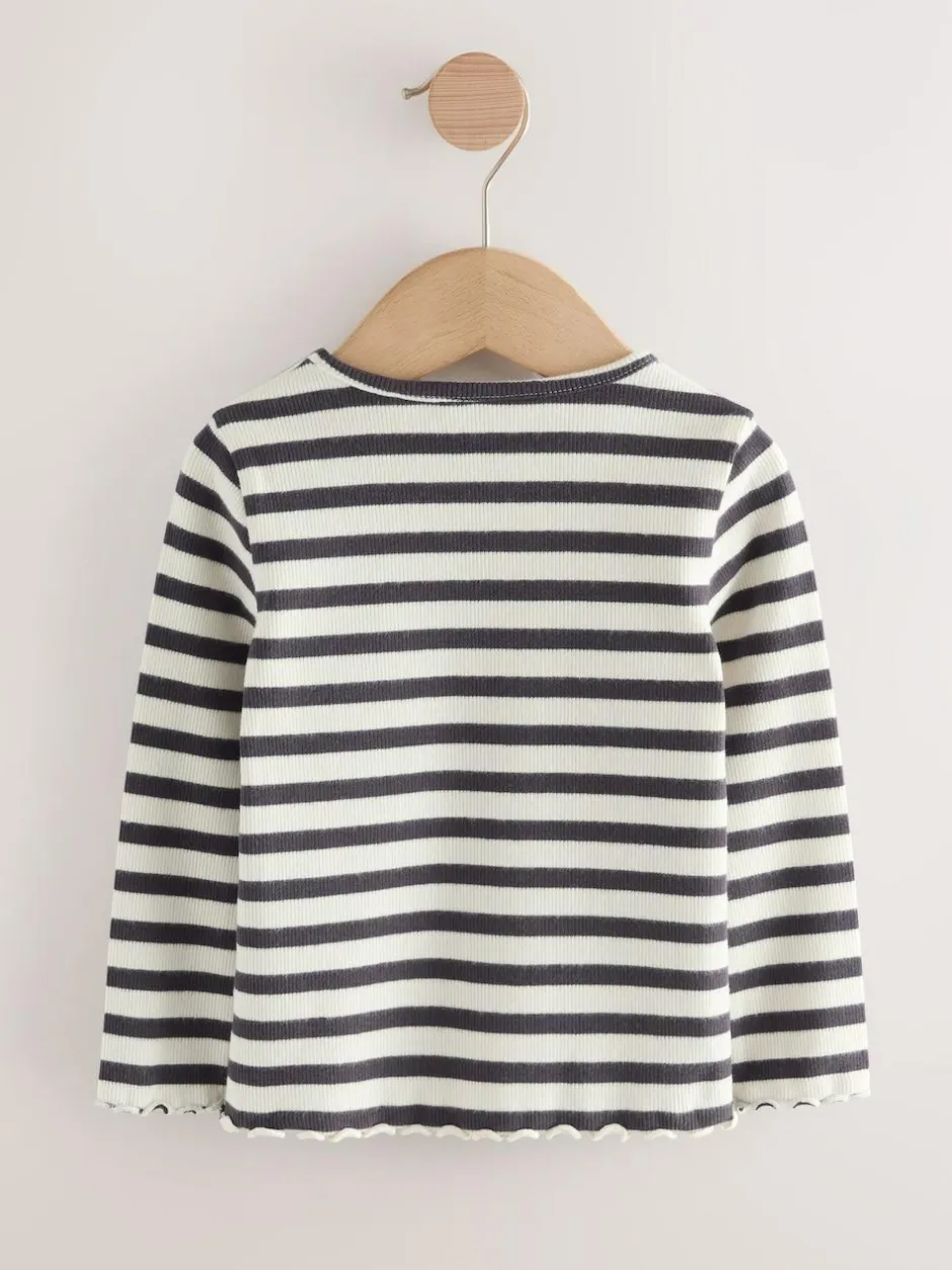 Next Black/White Long Sleeve Rib Tops 5 Pack (3mths-7yrs) Discount