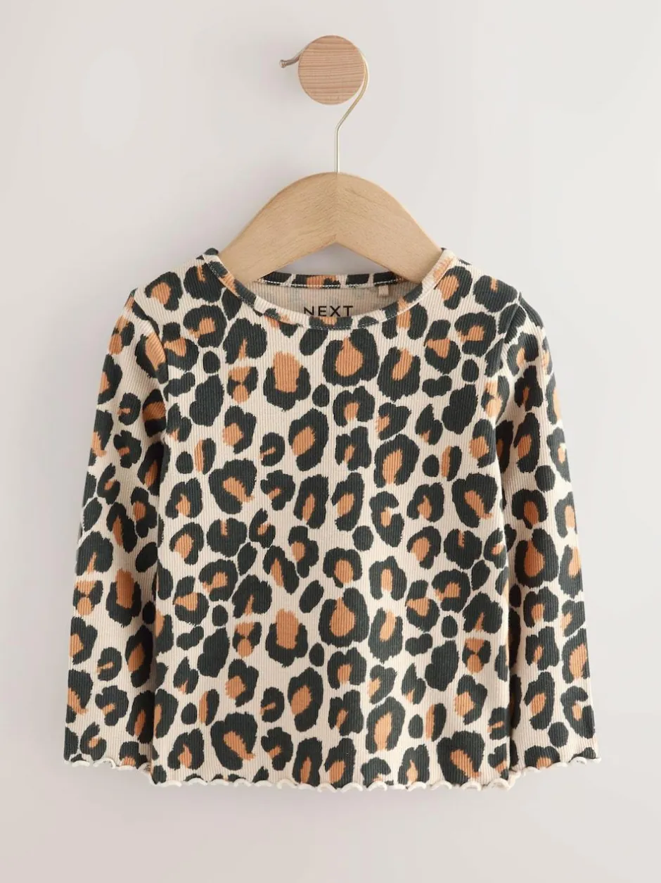 Next Black/White Long Sleeve Rib Tops 5 Pack (3mths-7yrs) Discount