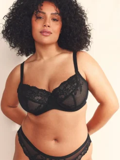 Next Non Pad Balcony DD+ Lace Bras 2 Pack Black/White Hot