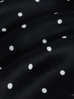 Next Satin Tie Waist Wide Leg Trousers Black/White Polka Dot