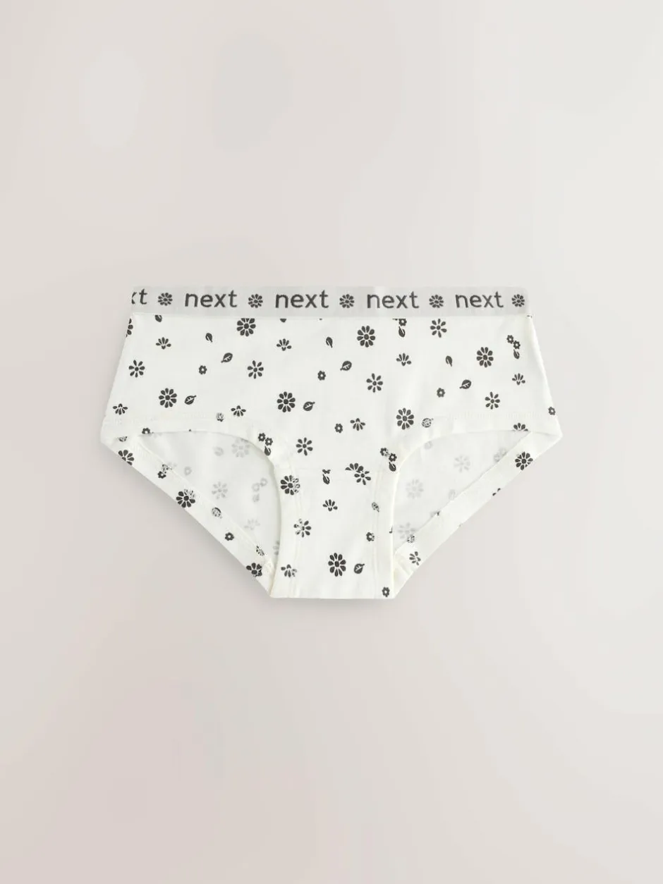 Next Print Hipster Briefs 5 Pack (2-16yrs) Black/White