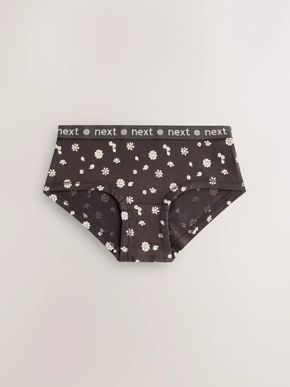 Next Print Hipster Briefs 5 Pack (2-16yrs) Black/White