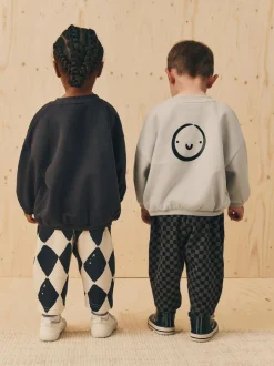 Next Black/White Printed 2 Pack Sweatshirt And Stripe Joggers Set (3mths-7yrs) Hot