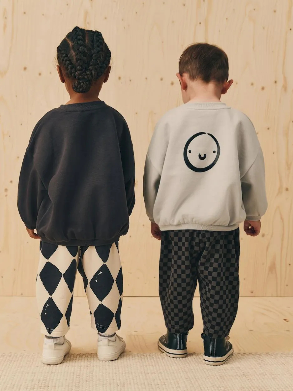 Next Black/White Printed 2 Pack Sweatshirt And Stripe Joggers Set (3mths-7yrs) Hot