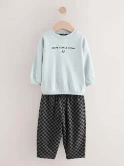 Next Black/White Printed 2 Pack Sweatshirt And Stripe Joggers Set (3mths-7yrs) Hot