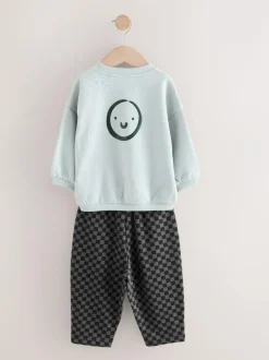 Next Black/White Printed 2 Pack Sweatshirt And Stripe Joggers Set (3mths-7yrs) Hot