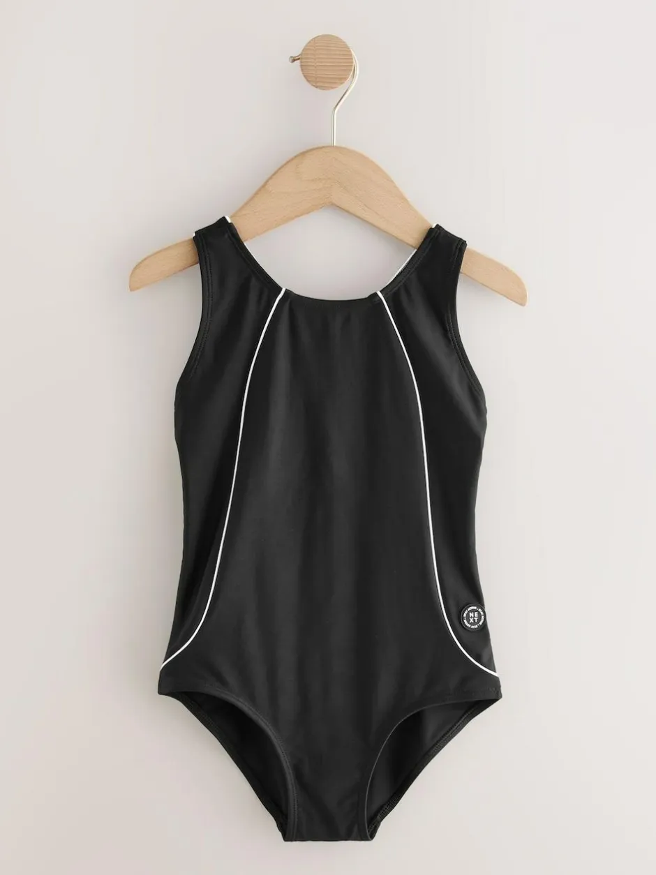 Next Racerback Swimsuit (3-16yrs) Black/White New
